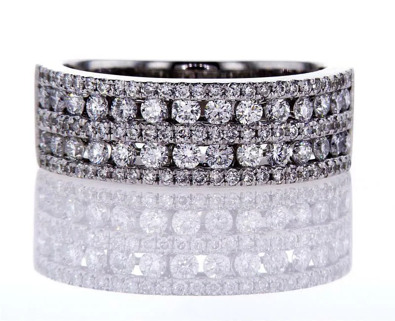 1.00 CTW F Color VVS2 Diamond Band Ring 18k White Gold Natural Round Brilliant