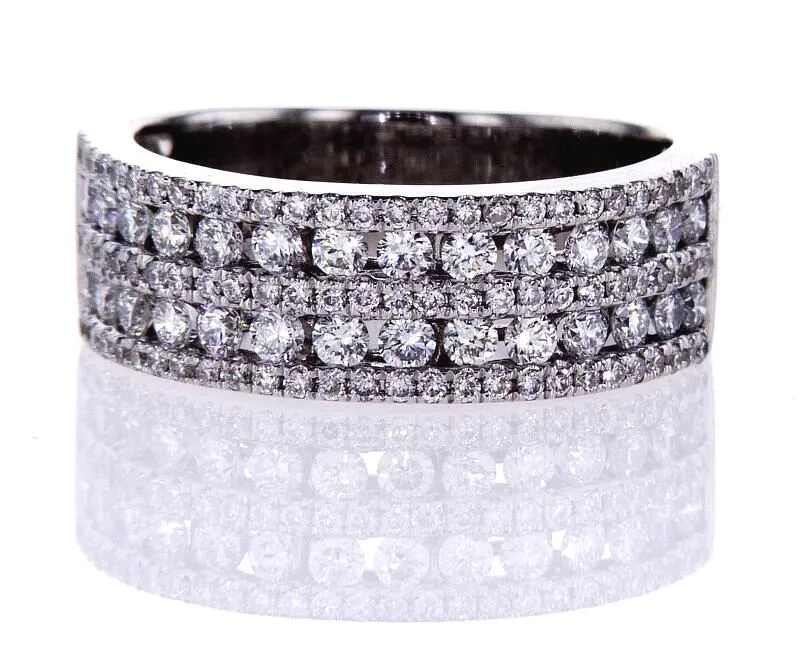 1.00 CTW F Color VVS2 Diamond Band Ring 18k White Gold Natural Round Brilliant