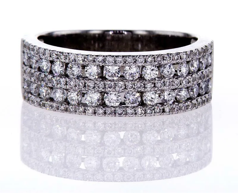 1.00 CTW F Color VVS2 Diamond Band Ring 18k White Gold Natural Round Brilliant