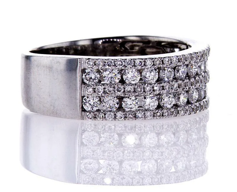 1.00 CTW F Color VVS2 Diamond Band Ring 18k White Gold Natural Round Brilliant