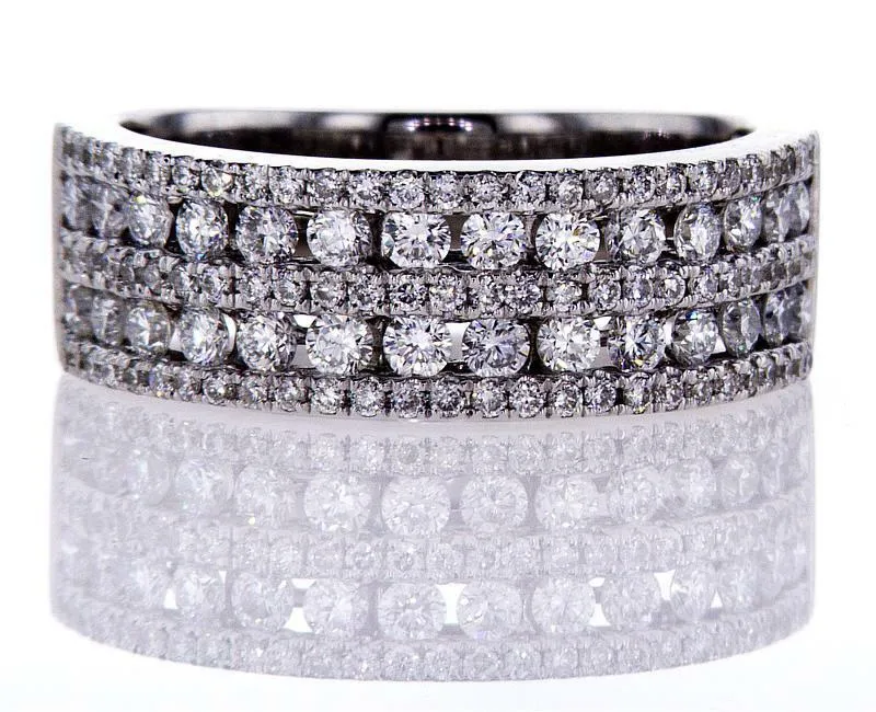 1.00 CTW F Color VVS2 Diamond Band Ring 18k White Gold Natural Round Brilliant