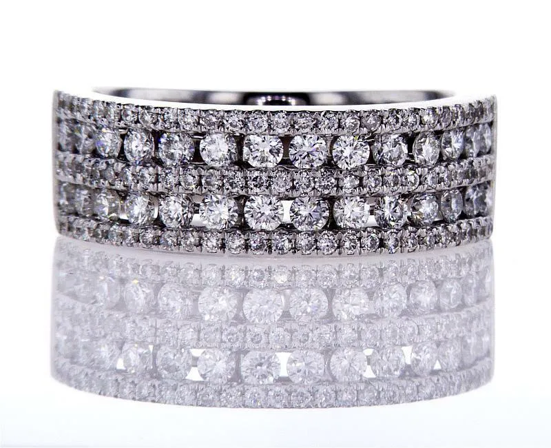 1.00 CTW F Color VVS2 Diamond Band Ring 18k White Gold Natural Round Brilliant
