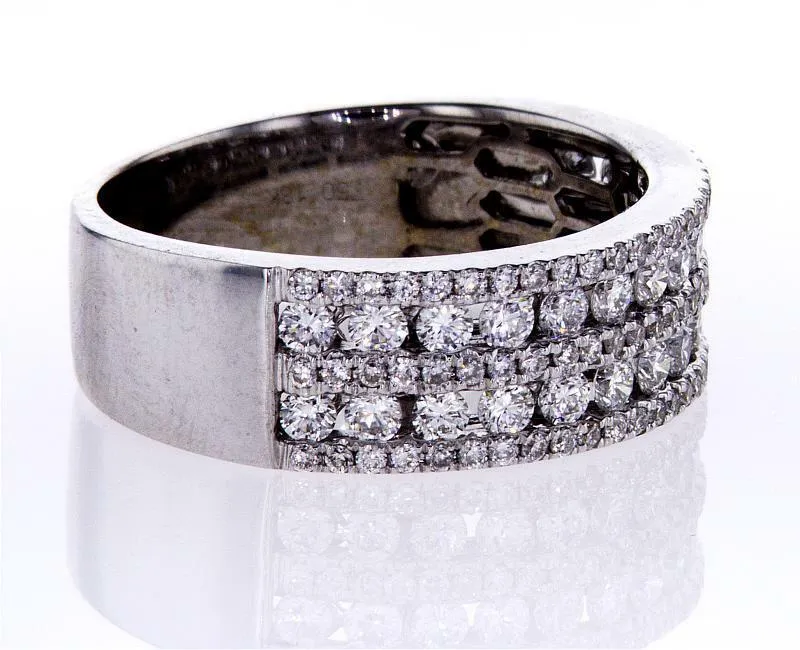 1.00 CTW F Color VVS2 Diamond Band Ring 18k White Gold Natural Round Brilliant