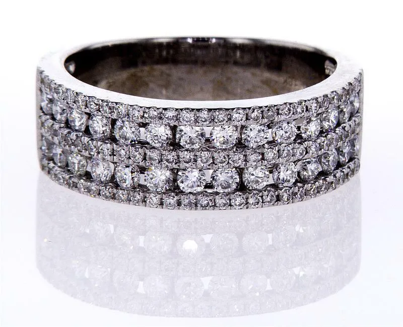 1.00 CTW F Color VVS2 Diamond Band Ring 18k White Gold Natural Round Brilliant