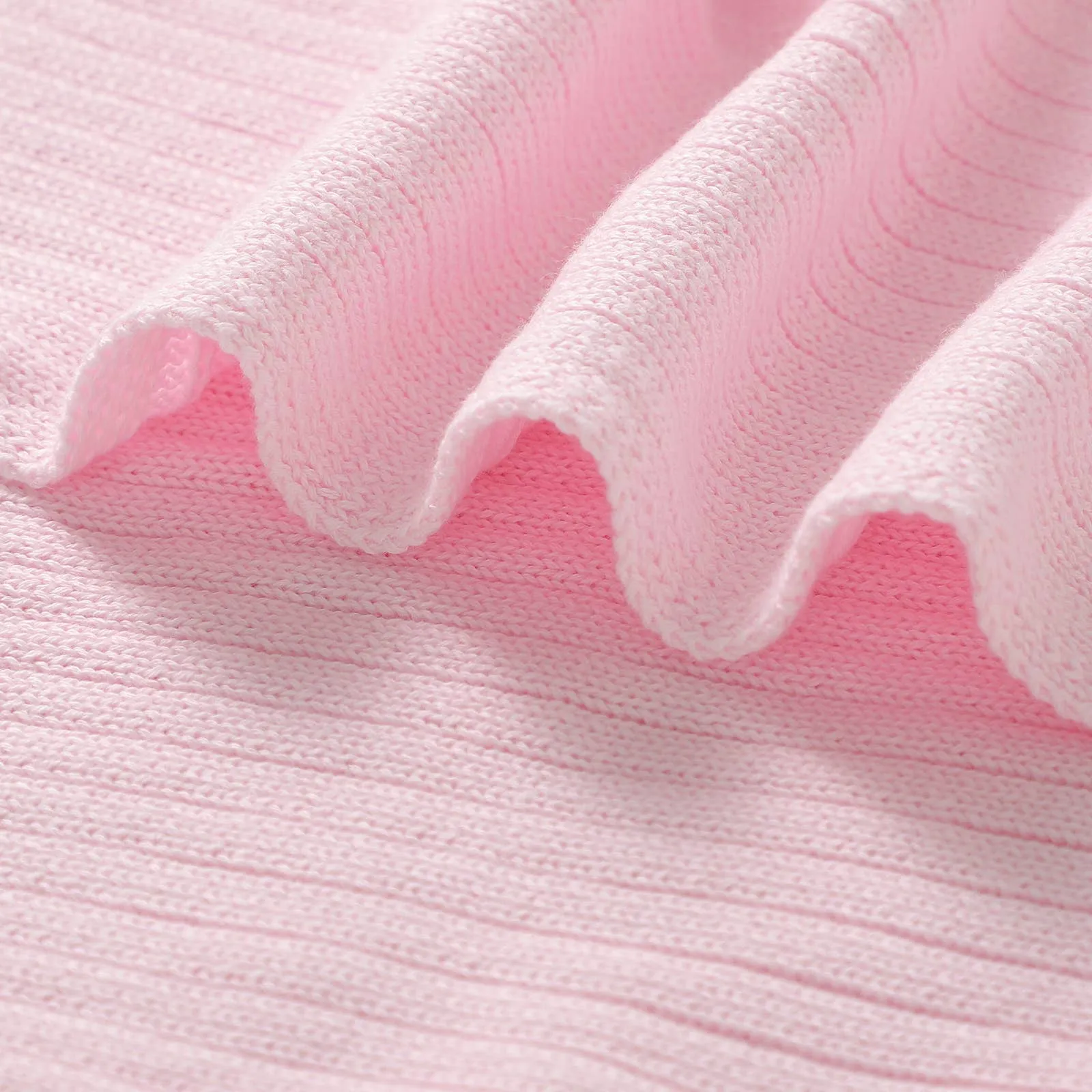 100% Luxury Organic Cotton Ribbed Baby Swaddle Blanket: Bubblegum