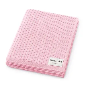 100% Luxury Organic Cotton Ribbed Baby Swaddle Blanket: Bubblegum
