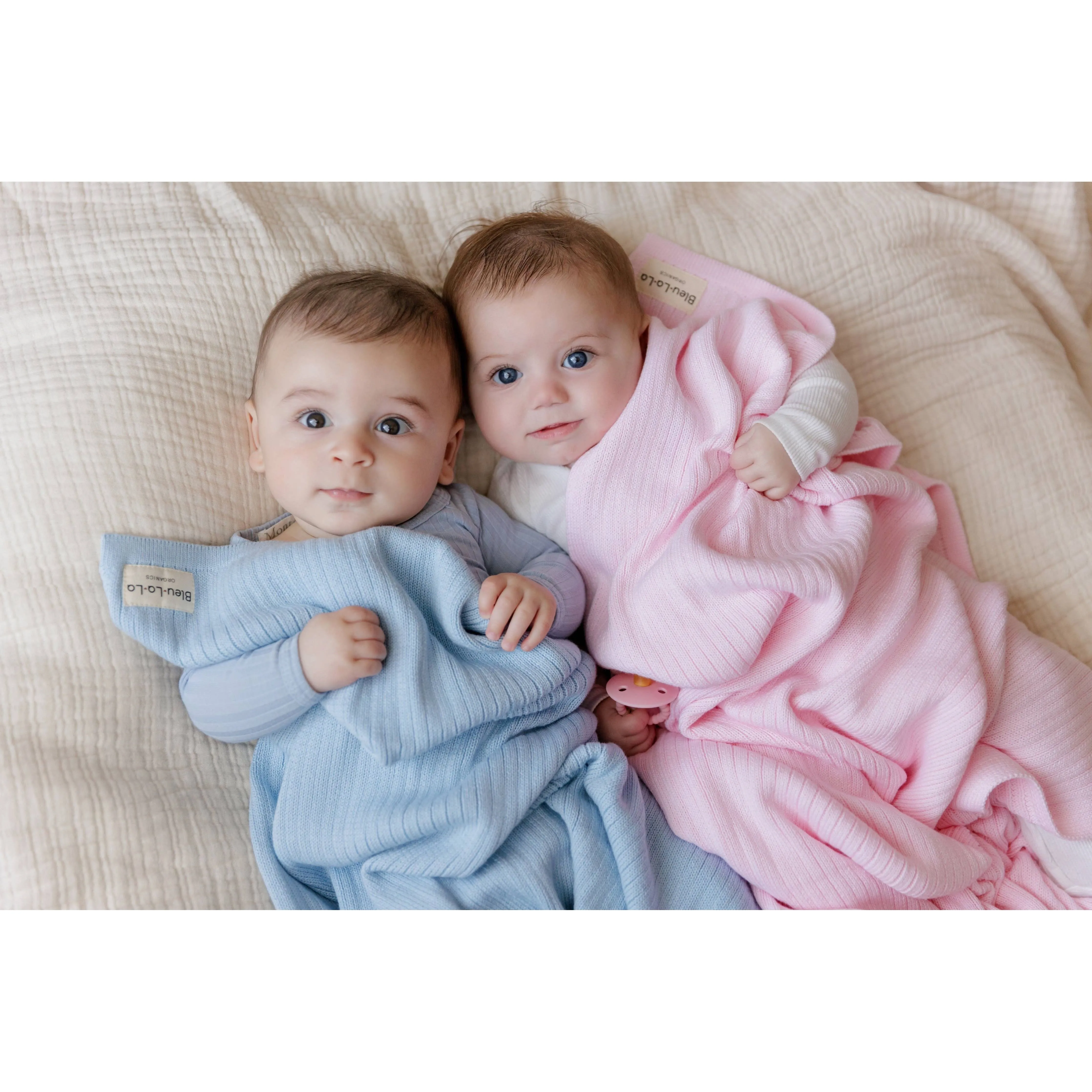 100% Luxury Organic Cotton Ribbed Baby Swaddle Blanket: Bubblegum