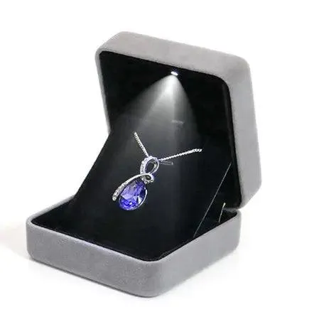 100PCS Custom Logo Jewelry Box Velvet LED Light Jewellery Ring Necklace Bracelet Set Boxes