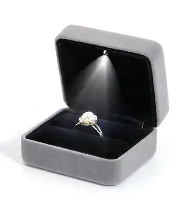 100PCS Custom Logo Jewelry Box Velvet LED Light Jewellery Ring Necklace Bracelet Set Boxes