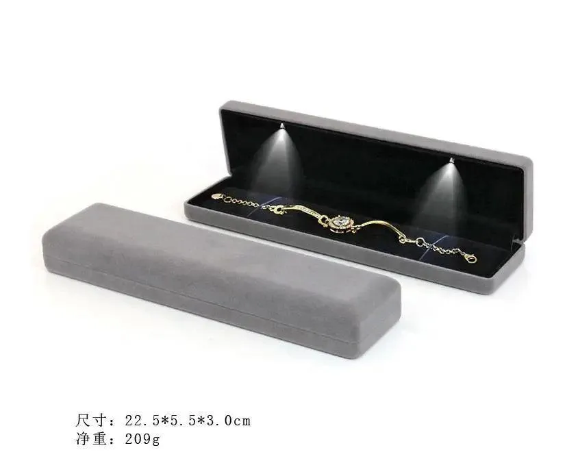 100PCS Wholesale Hot Velvet Ring Personalized Jewelry Box with LED Light