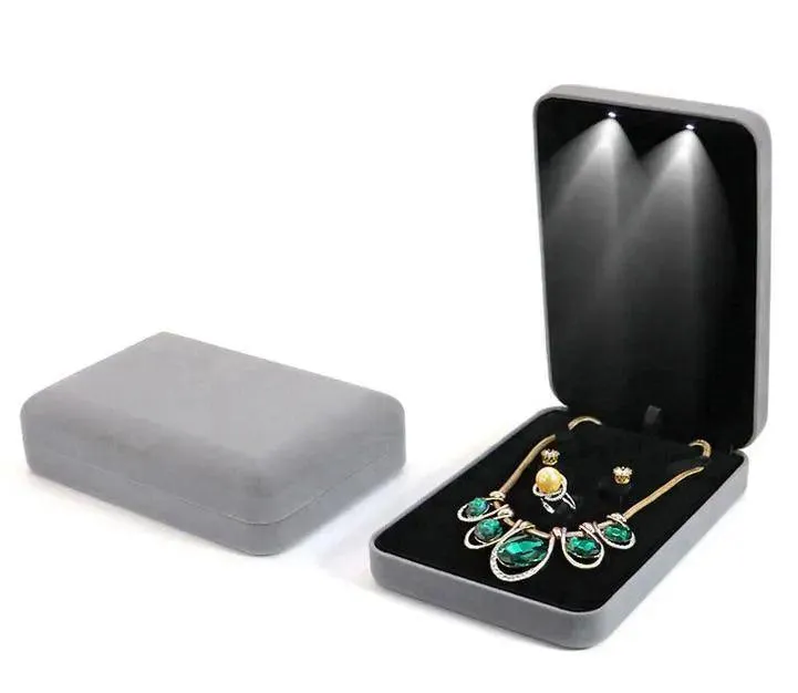 100PCS Wholesale Hot Velvet Ring Personalized Jewelry Box with LED Light