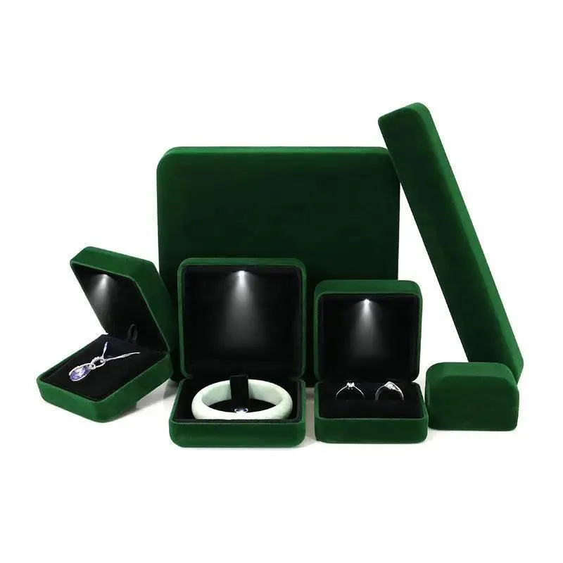 100PCS Wholesale Hot Velvet Ring Personalized Jewelry Box with LED Light