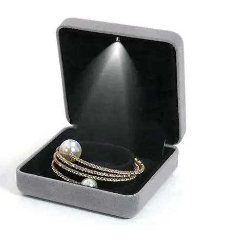 100PCS Wholesale Hot Velvet Ring Personalized Jewelry Box with LED Light