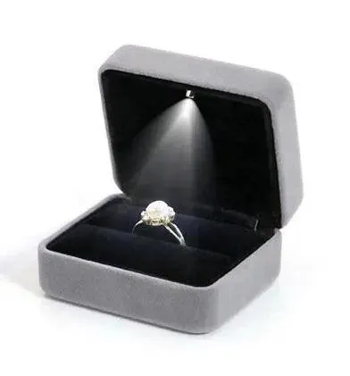 100PCS Wholesale Hot Velvet Ring Personalized Jewelry Box with LED Light
