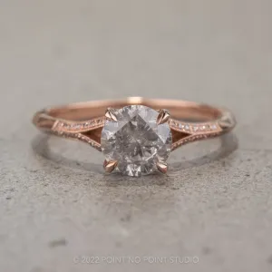 1.04 Carat Salt and Pepper Round Diamond Engagement Ring, Mackenzie Setting, 14K Rose Gold