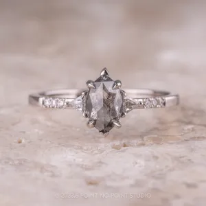 1.06 Carat Salt and Pepper Marquise Diamond Engagement Ring, Eliza Setting, 14K White Gold