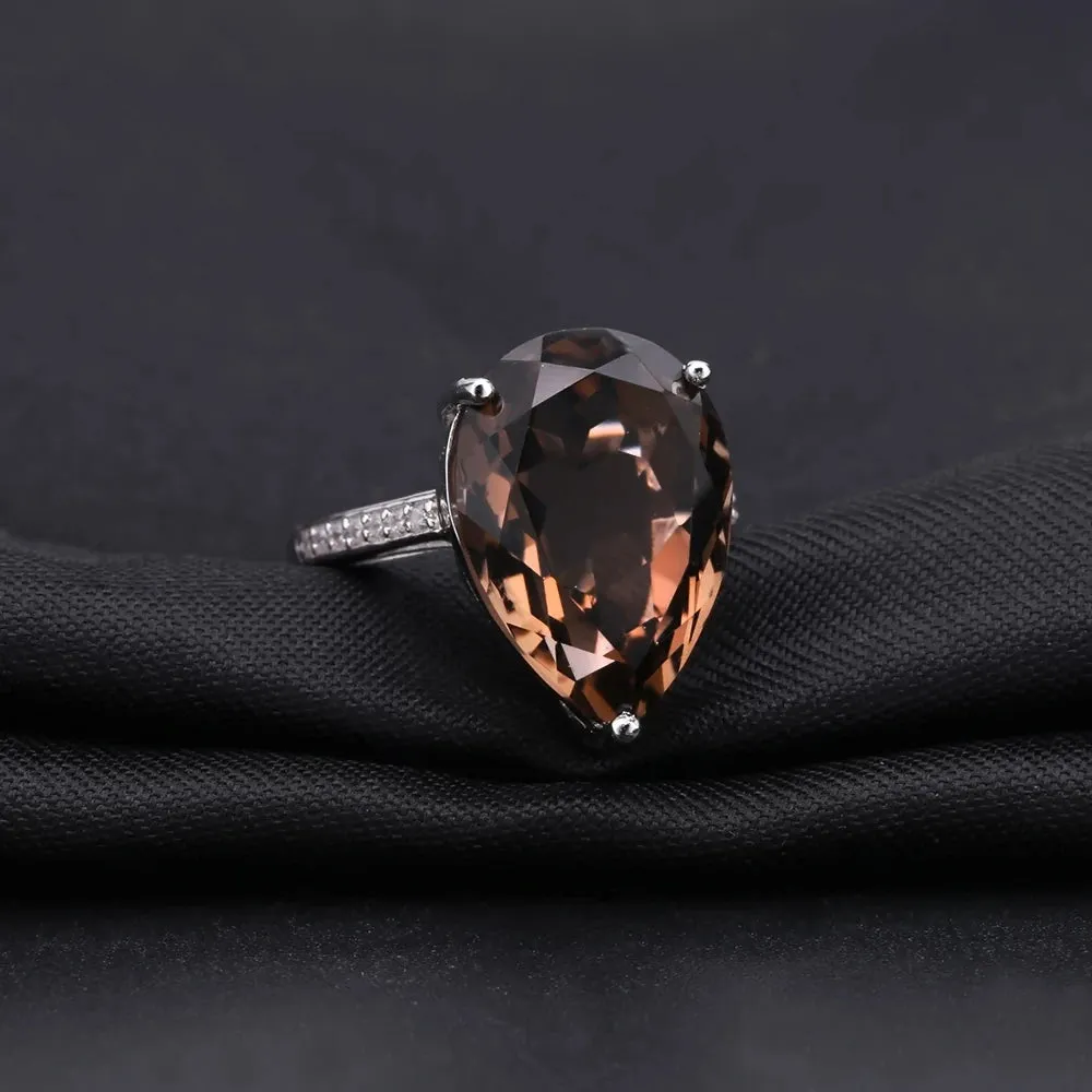 10.68ct Natural Smoky Quartz Cocktail Ring in 925 Sterling Silver