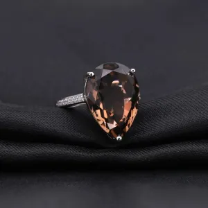 10.68ct Natural Smoky Quartz Cocktail Ring in 925 Sterling Silver