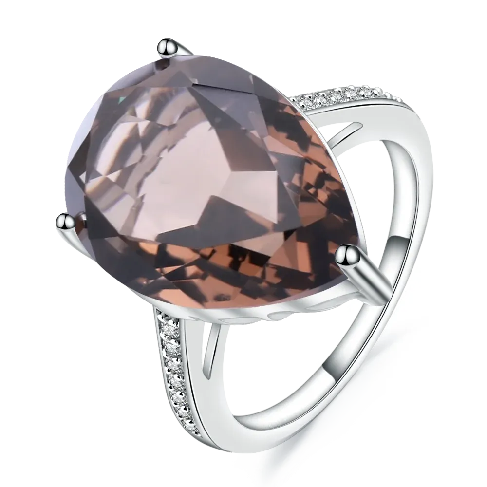 10.68ct Natural Smoky Quartz Cocktail Ring in 925 Sterling Silver