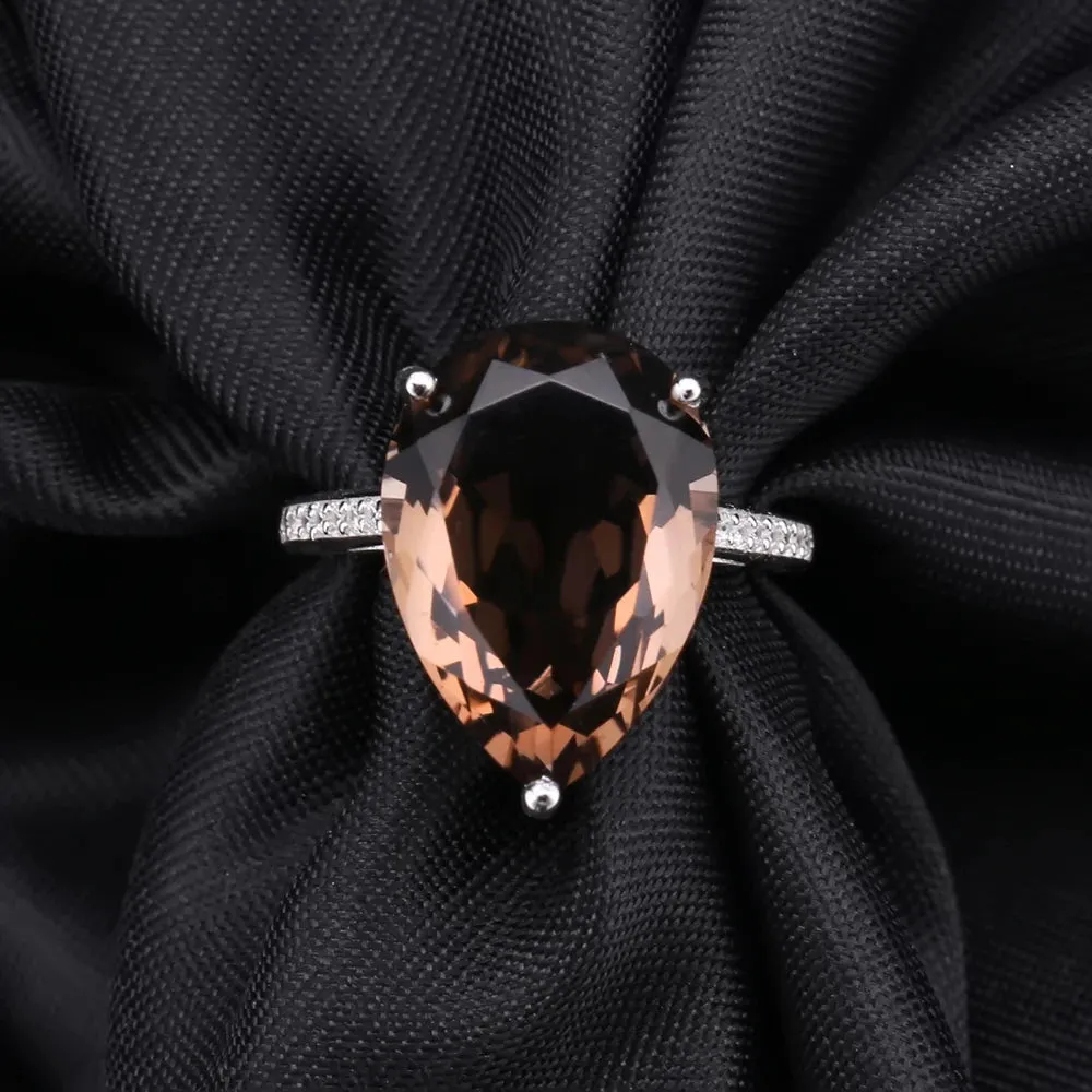 10.68ct Natural Smoky Quartz Cocktail Ring in 925 Sterling Silver