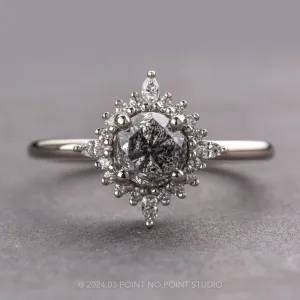 1.09 Carat Salt and Pepper Round Diamond Engagement Ring, Cosette Setting, Platinum