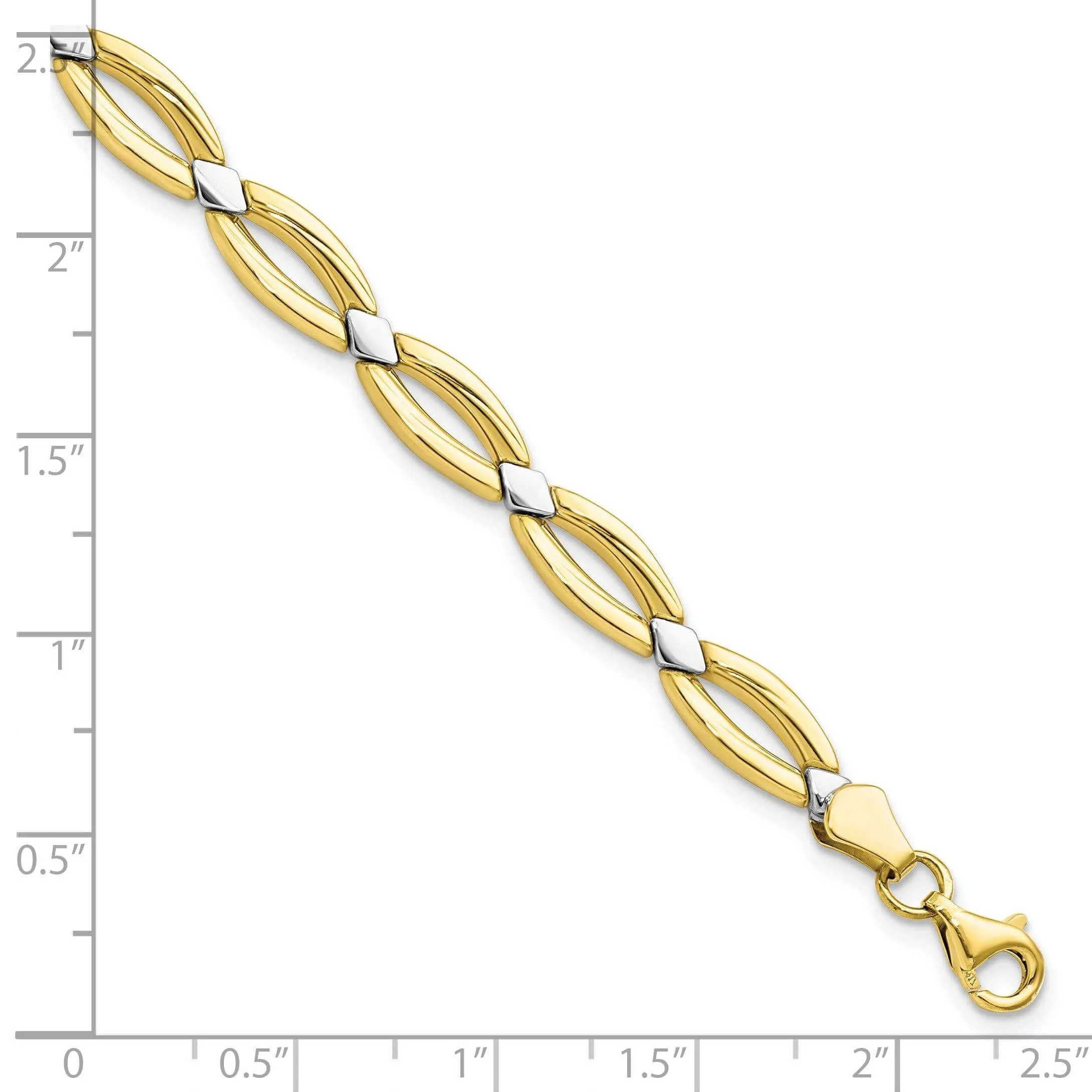 10k Two Tone Gold Fancy Link Bracelet