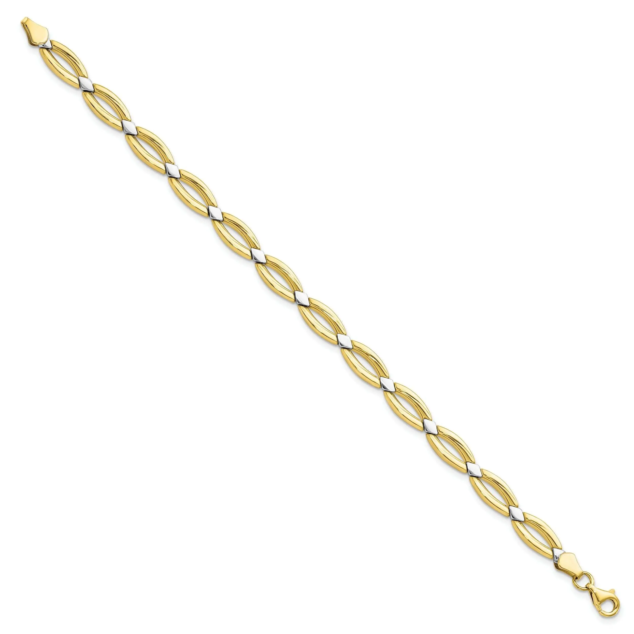 10k Two Tone Gold Fancy Link Bracelet