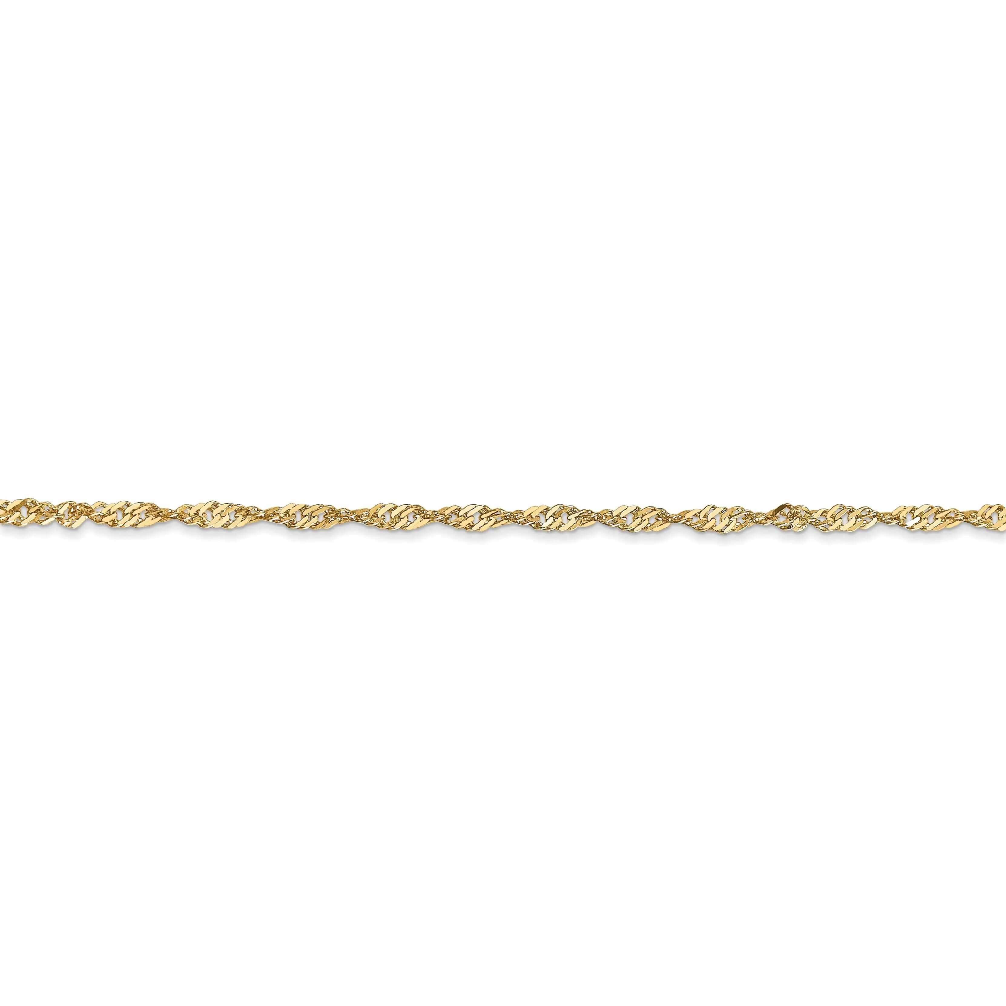 10k Yellow Gold 1.7 mm Sparkle Singapore Chain
