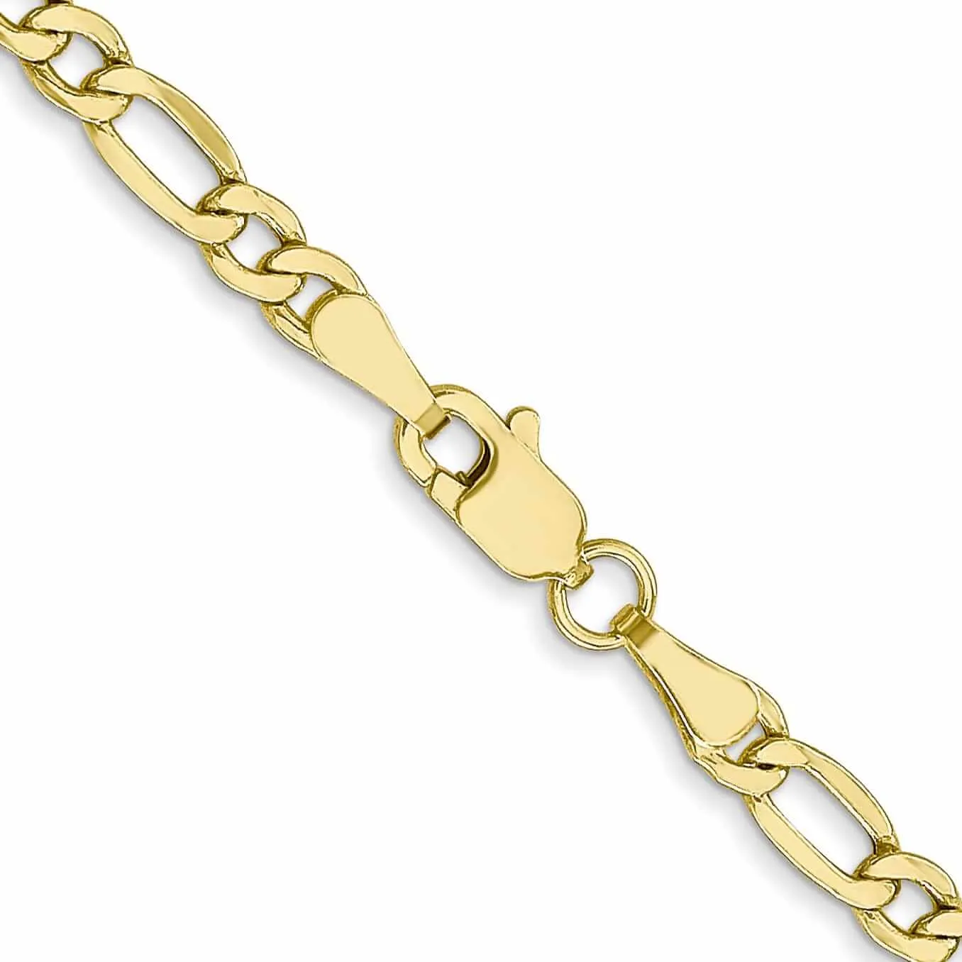 10k Yellow Gold 3.5mm Semi-Solid Figaro Chain