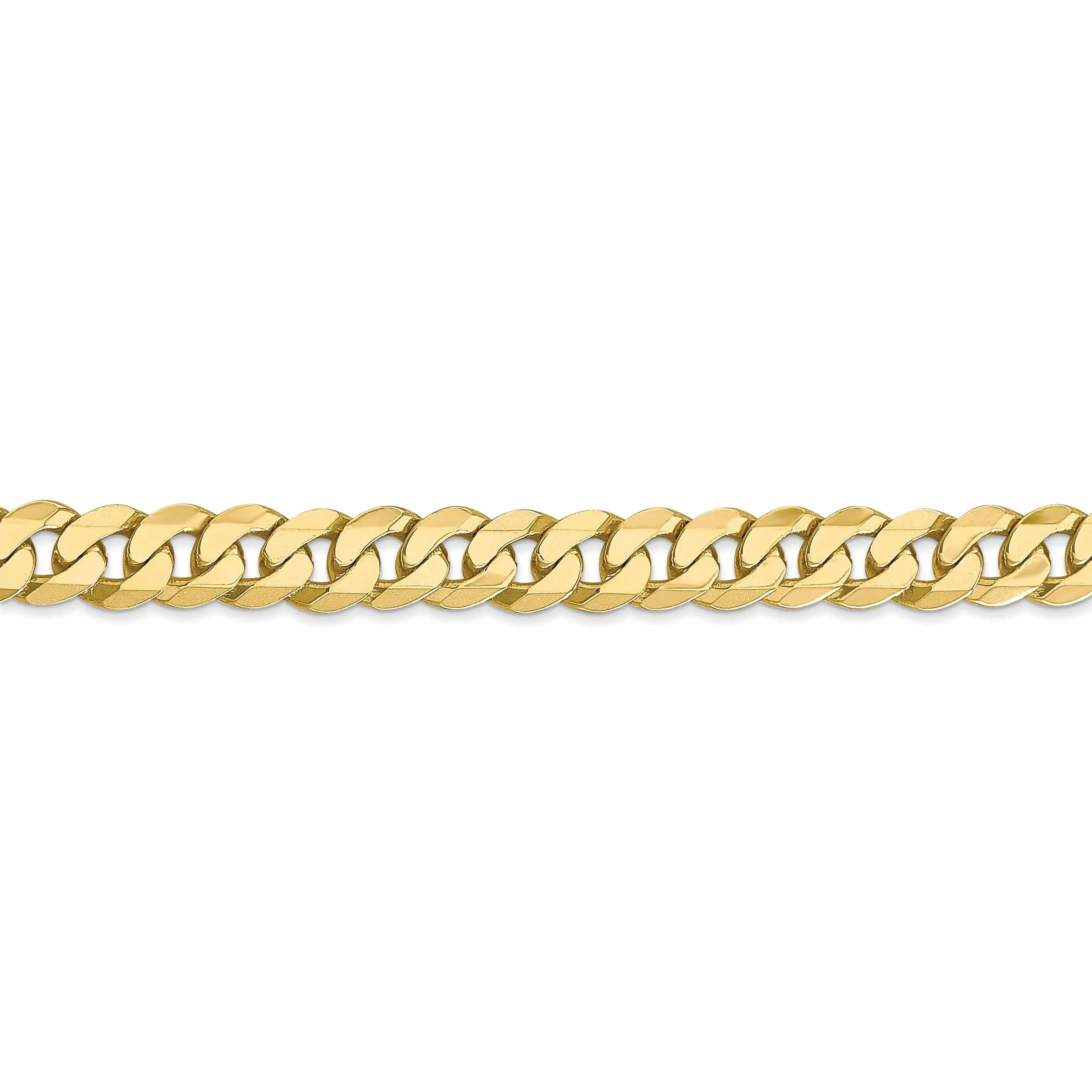 10k Yellow Gold 7.25mm Flat Beveled Curb Chain