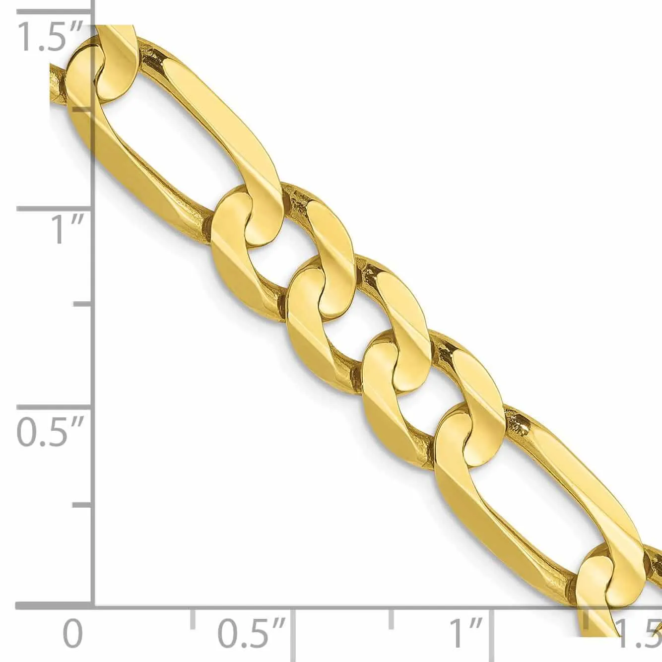 10k Yellow Gold 7.5mm Concave Figaro Bracelet