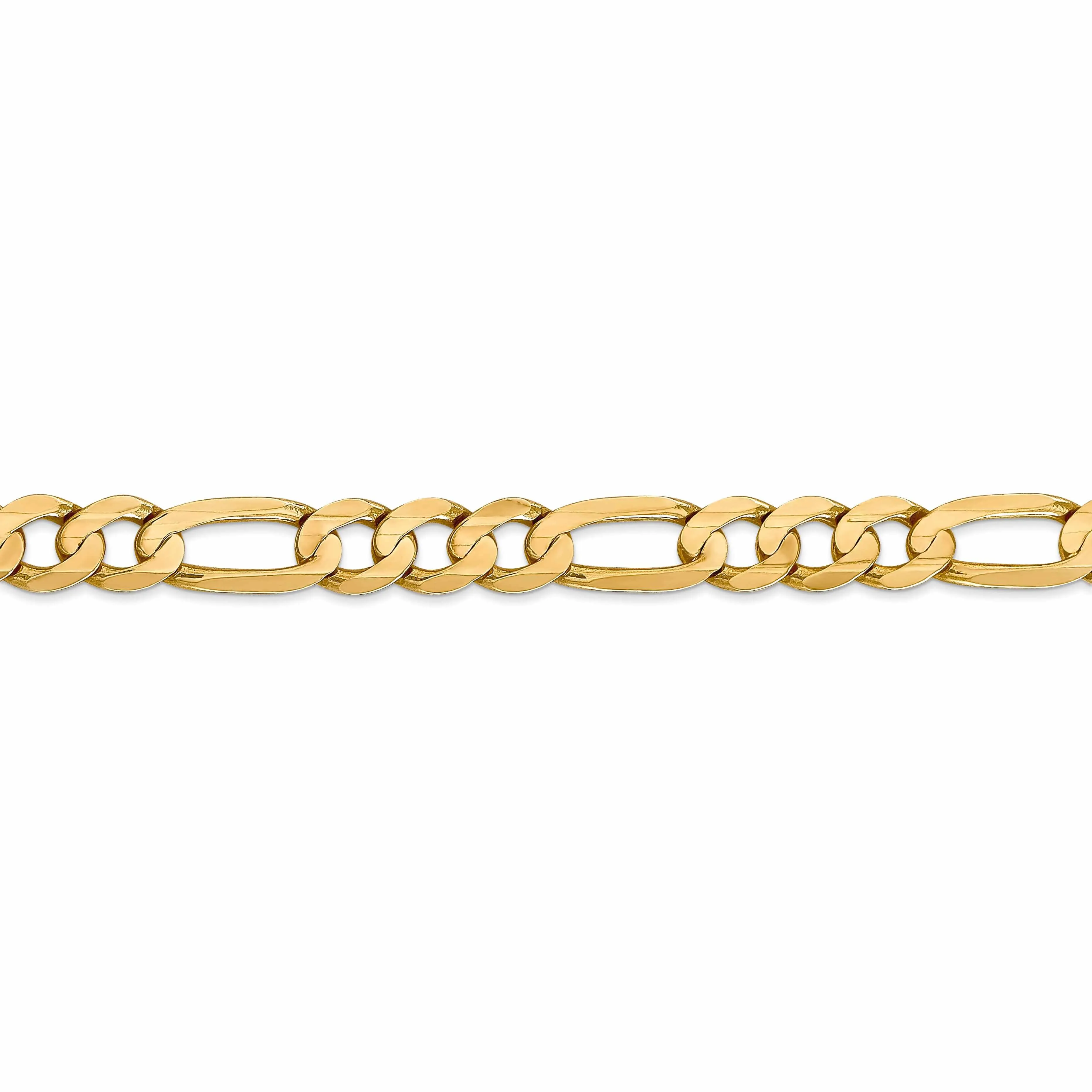 10k Yellow Gold 7.5mm Concave Figaro Bracelet