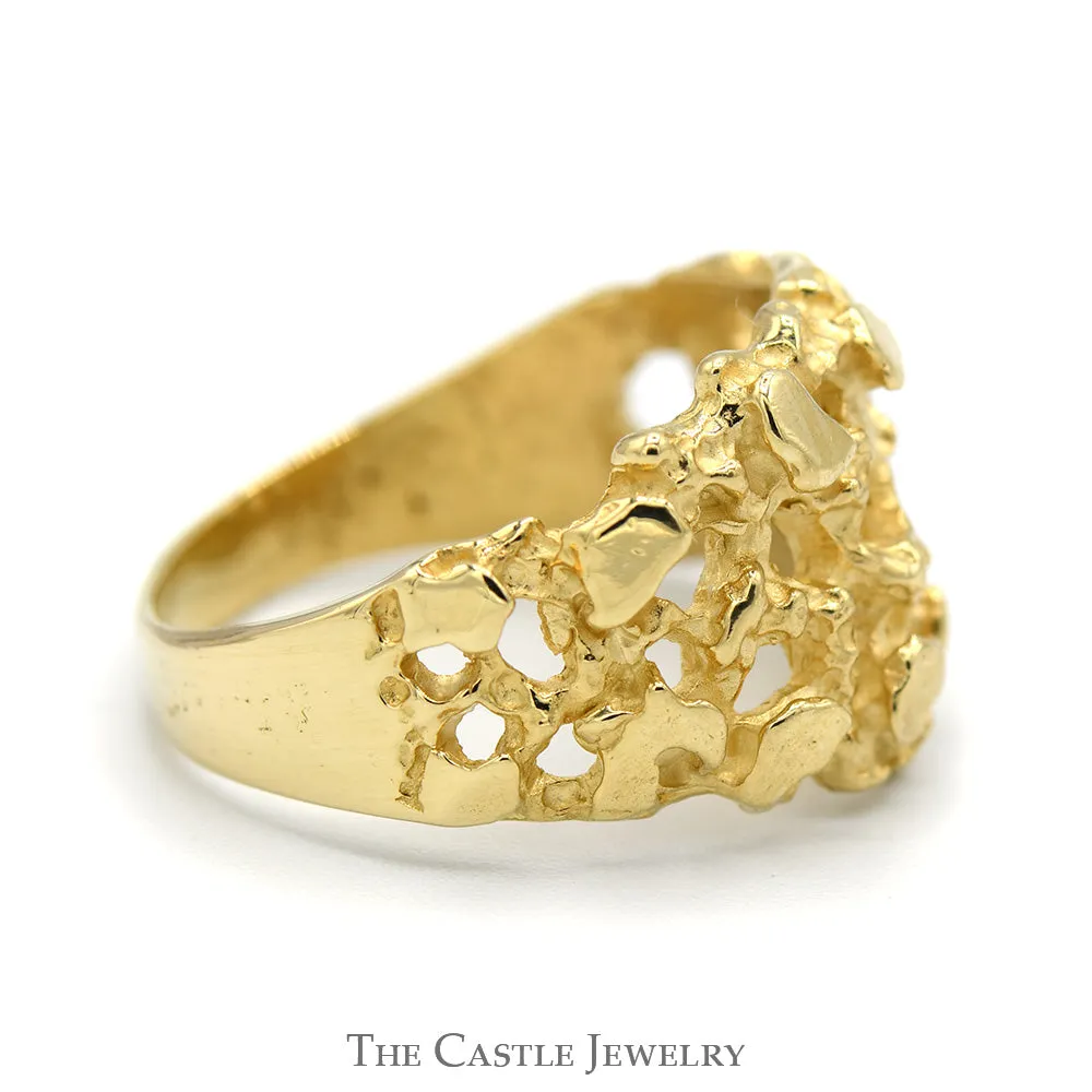 10k Yellow Gold Open Nugget Designed Ring - Size 7.25