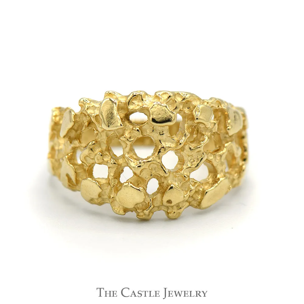 10k Yellow Gold Open Nugget Designed Ring - Size 7.25