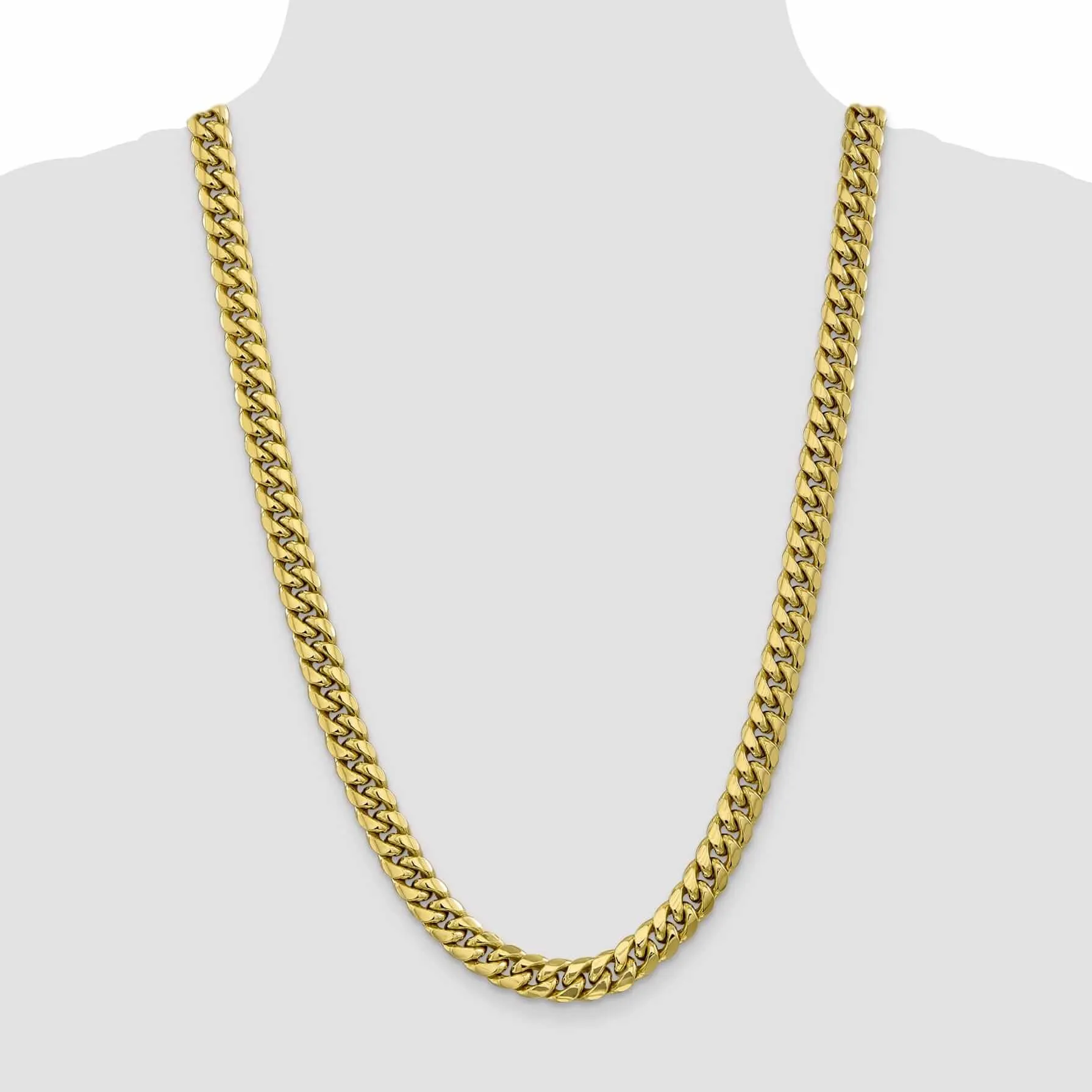 10k Yellow Gold Semi-Solid 9.3 mm Cuban Chain