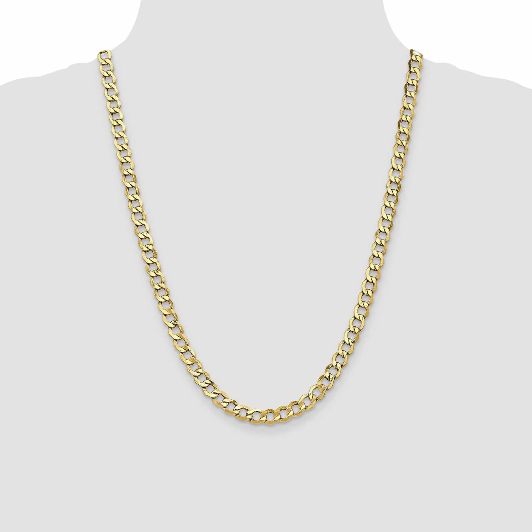 10k Yellow Gold Semi-Solid Curb Link Chain