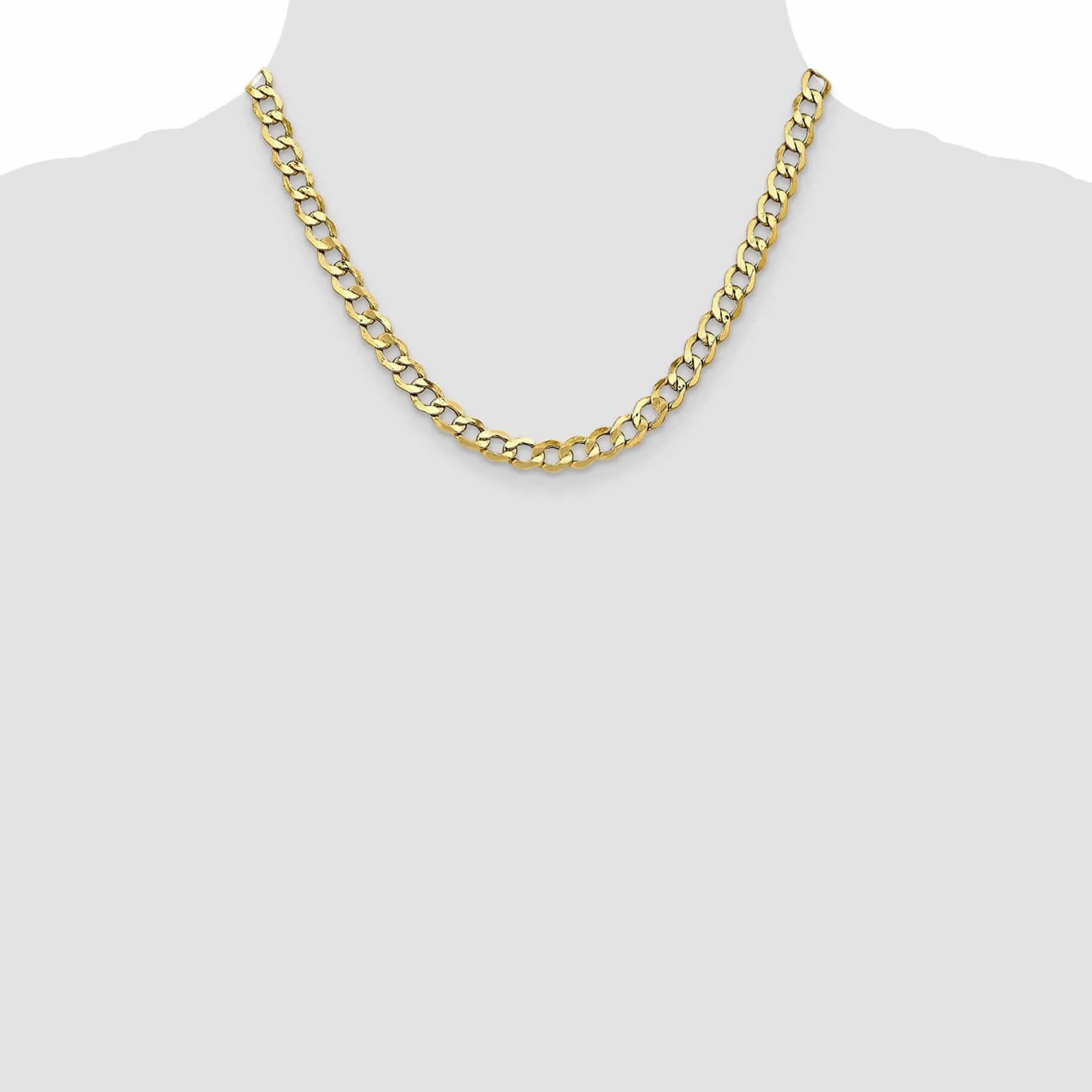 10k Yellow Gold Semi-Solid Curb Link Chain