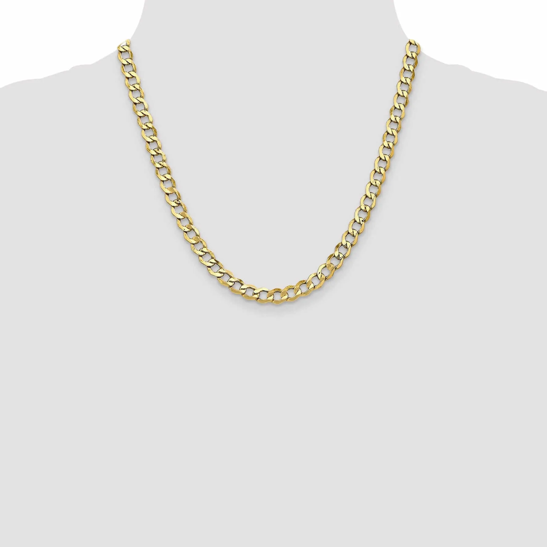 10k Yellow Gold Semi-Solid Curb Link Chain