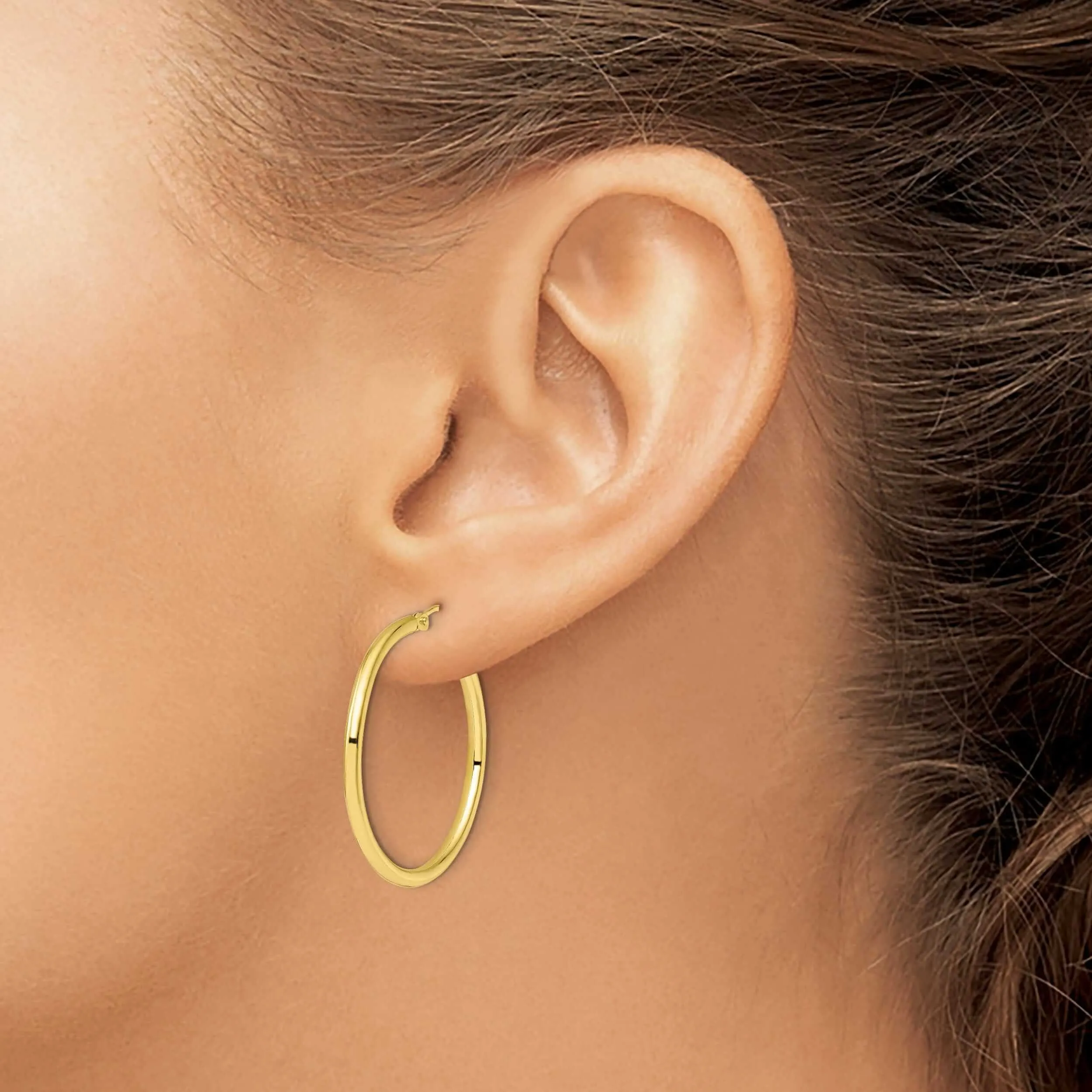 10kt Yellow Gold Polished Hinged Hoop Earrings