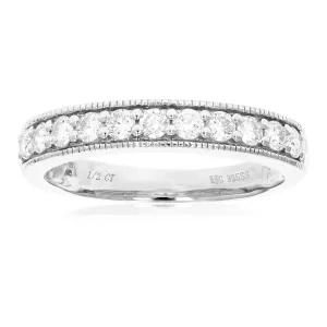 1/2 cttw Lab Grown Diamond Milgrain Wedding Band Sterling Silver