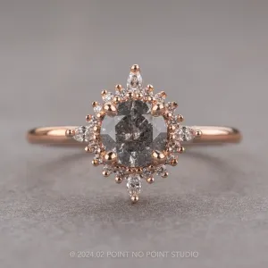 1.22 Carat Salt and Pepper Round Diamond Engagement Ring, Cosette Setting, 14k Rose Gold