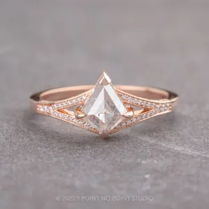 1.23 Carat Salt and Pepper Kite Diamond Engagement Ring, River Setting, 14K Rose Gold