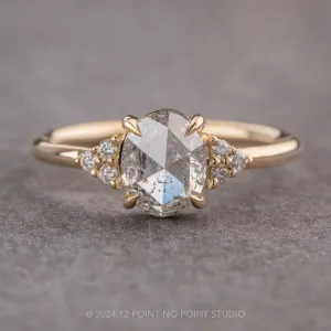 1.29 Carat Icy Salt and Pepper Oval Diamond Engagement Ring, Quinn Setting, 14K Yellow Gold