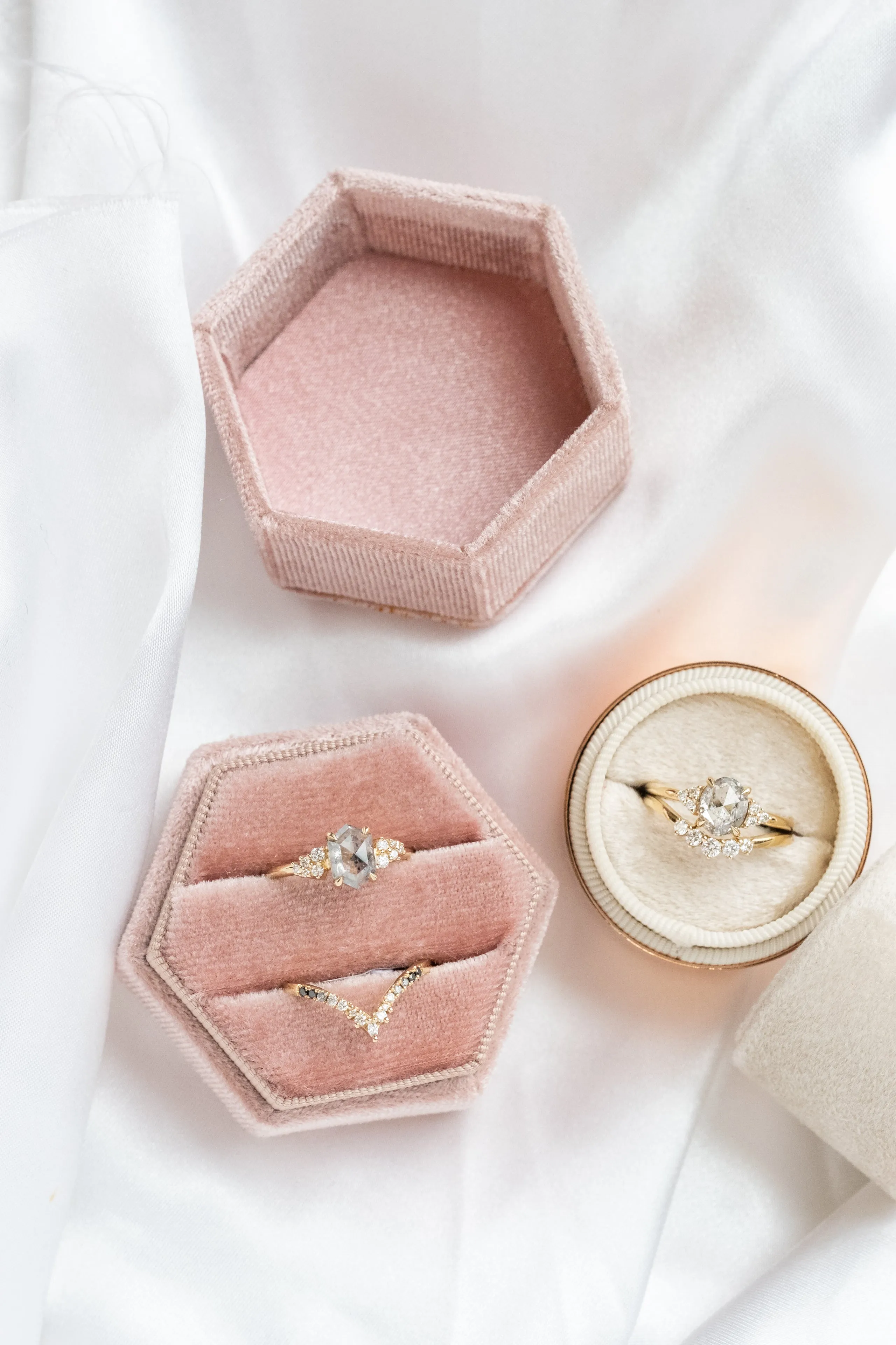 1.29 Carat Icy Salt and Pepper Oval Diamond Engagement Ring, Quinn Setting, 14K Yellow Gold