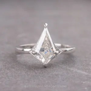1.31 Carat Kite Moissanite and Diamond Engagement Ring, Aela Setting, Platinum