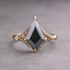 1.34 Carat Black Kite Moissanite Engagement Ring, Mackenzie Setting, 14k Rose Gold