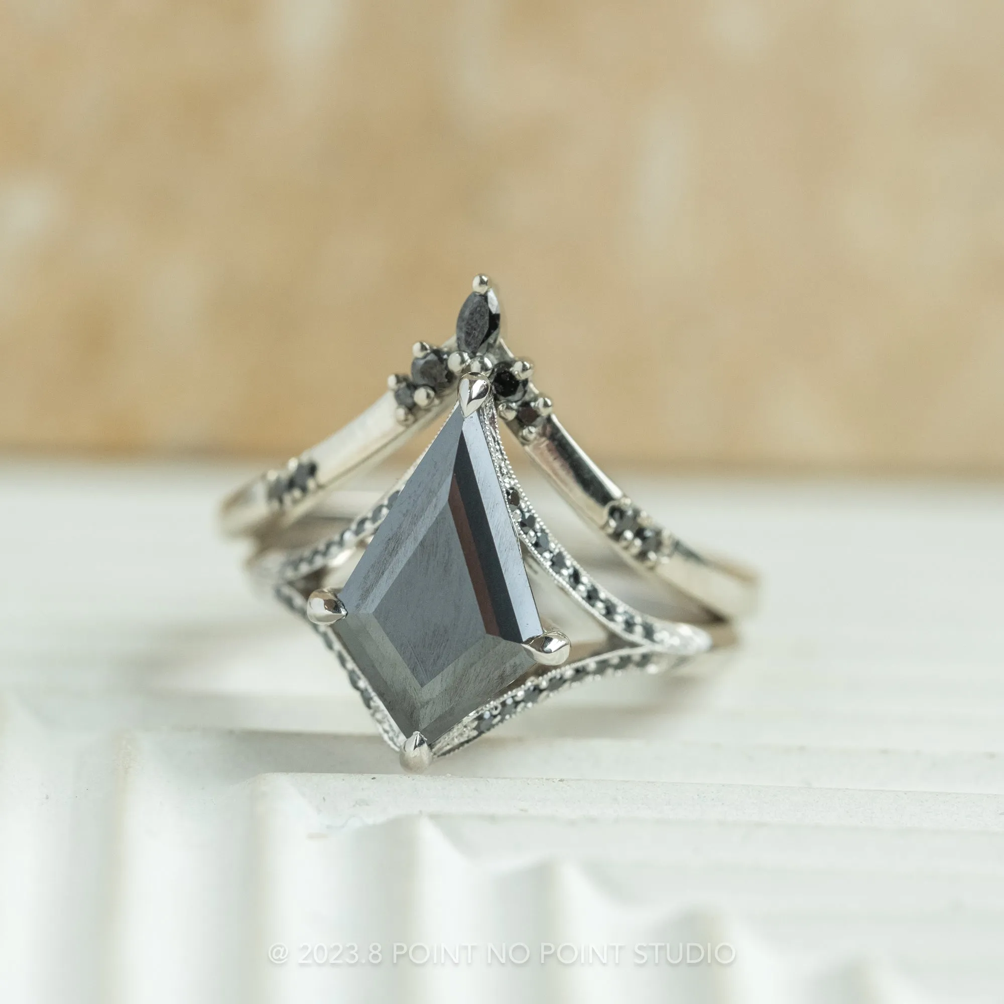 1.34 Carat Black Kite Moissanite Engagement Ring, Mackenzie Setting, Platinum