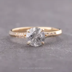 1.34 Carat Salt and Pepper Round Diamond Engagement Ring, Mackenzie Setting, 14K Yellow Gold