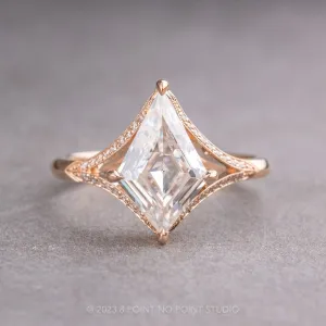 1.34 Carat White Kite Moissanite Engagement Ring, Mackenzie Setting, 14K Rose Gold