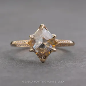 1.35 Carat Salt and Pepper Hexagon Diamond Engagement Ring, Mackenzie Setting, 14K Yellow Gold